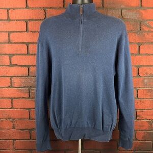 Polo Ralph Lauren Men's Large Blue Quarter Zip Pima Sweatshirt – Classic, Casual